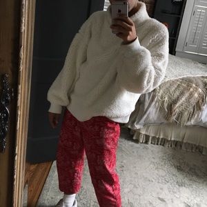 Fluffy, warm, white mock-neck sweater from GAP.